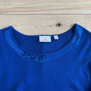 Quacker Factory Royal Blue Sequin Sweater Vintage